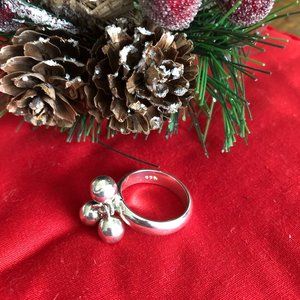 925 Sterling Silver Dangle Bead Ball Ring Size 8